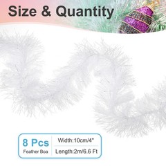 6.6Ft Feather Boa, 8 Pcs Artificial Fluffy Feather Boas, White