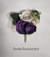 Eggplant Ivory Rose Calla Lily Sola Wood Bridal Wedding Bouquet Accessories