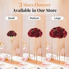Flower Wedding Centrepieces for Tables: 10 Pcs Burgundy Artificial Flowers Ro…