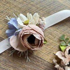 Lot Of 2 Corsages Wedding Accessories Dusty Blue/Dusty Pink/Ivory New