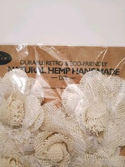 Ivory Natural 100% Burlap Fabric Rose Flowers Handmade Set of 5 Bridal 4″