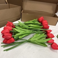 2 (30) PCS Artificial Roses Silk Flowers Bouquet Long Stem 14″ Red/Pick