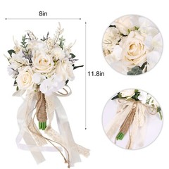 CEWOR Wedding Bouquets for Bride Bridesmaid, White Champagne Artificial Roses…