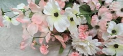 Faux Flower Bouquet – Pink and White Floral Bouquet for Indoor Decoration Flower
