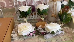Corsage Set of 2, Ivory Rose Corsages for Wedding,….B26
