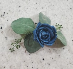 Navy Blue Wedding Cake Flower Eucalyptus Reusable Sola Wood Rose DIY Topper