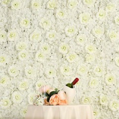 4 Cream Roses and Hydrangea Flowers Mat Wall Backdrop Panels Wedding Decorations