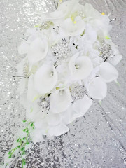 Elegant Calla Lily & Pearl Wedding Bouquet – White Rose Diamonds