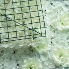 4 Cream Roses and Hydrangea Flowers Mat Wall Backdrop Panels Wedding Decorations