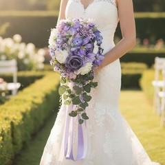 Lavender Cascading Floral Arrangement Maintenance Effortless Lavender Wedding
