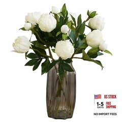 Peonies Artificial Flowers 8pcs Peony Silk Flowers Fake Flowers for White