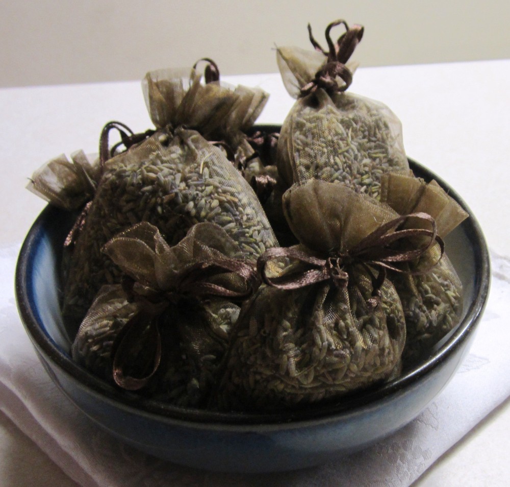 Set of 10 Lavender Sachets made with Brown Organza Bags