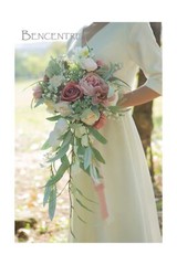 12 Inch Dusty Rose Bridal Bouquet, Cascading Bouquet,Wedding Bouquet,for Wedd…