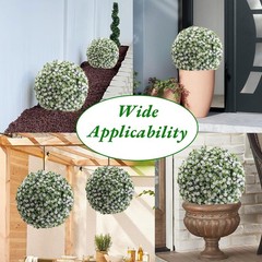 2-Pack Artificial Flower Ball Topiary, UV Resistant, Wedding Garden Decor, White