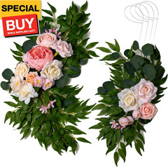 Artificial Wedding Arch Flowers Kit 2 PCS Dust Rose Flowers Silk Peony Floral Sw
