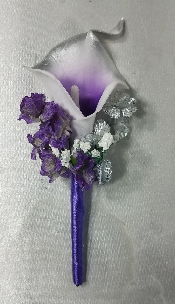 Purple Silver Calla Lily Bridal Wedding Bouquet Accessories