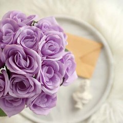 LAVENDER 12″ tall Velvet Roses ARTIFICIAL FLOWERS Bouquet Party Decorations