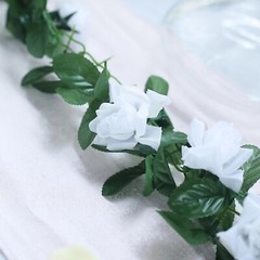 6 feet White 3D Chain GARLAND SILK ROSES Wedding FLOWERS Bouquets Party Home