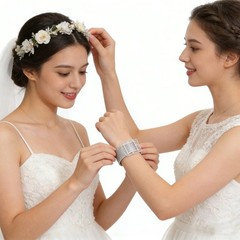 6Pcs Adjustable Silver Wedding Wrist Corsage Bracelet Floral DIY Wristband