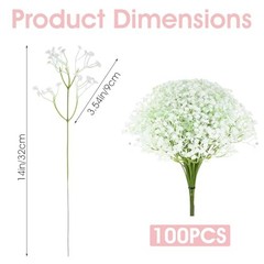 100 Pcs Baby Breath Artificial Flowers Artificial Bulk Faux Flowers Bouquet