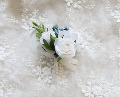 Rose Wedding Wrist Corsage and Boutonniere Set Party Prom Hand Ribbon Flower Sui