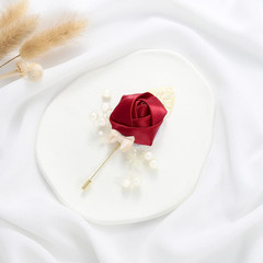Wedding Rose Boutonniere Groom Flower Pin for Men’s Suit Party Prom