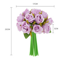 12 Head Silk Rose Floral Bridal Wedding Bouquet Home Party Decor Summer Night