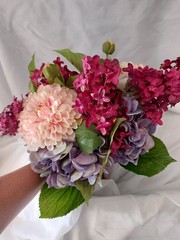 Custom Beautiful Hand Made Purple, Burgundy Pink Bridal Wedding Bouquet
