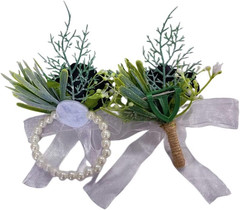 Black Rose Wrist Corsage and Boutonniere Set for Weddings and Prom Events