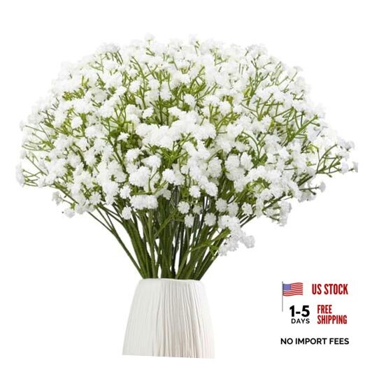 24Pcs Babys Breath Artificial Flowers Bulk, 11inch Fake 24PCS Attractive White