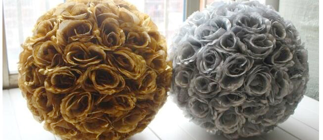 9-10 Inches silver Rose Flower Ball Wedding decoratin Ball Kissing Ball USA
