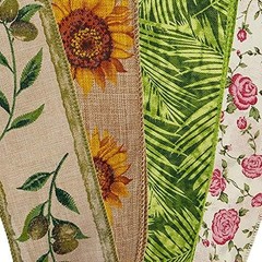 2 1/2″ X 10 Yards Sunflowers On Natural Linen Ribbon