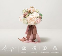 Ling’s Moment 7 Inch Dusty Rose Wedding Bouquets for Bride, Bridesmaid’s Bouquet