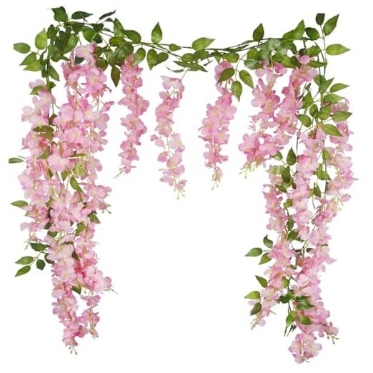 2 Pcs Wisteria Hanging Flowers Wisteria Flowers Vine Garland Wedding Arch Pink