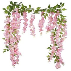 2 Pcs Wisteria Hanging Flowers Wisteria Flowers Vine Garland Wedding Arch Pink