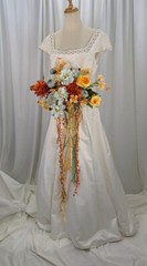 Autumn Sky Boho Faux Silk Wedding Bouquet