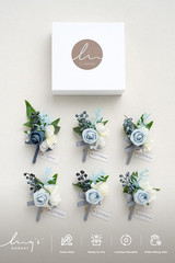 Boutonniere for Men, 6Pcs Groom Groomsmen Boutonniere with Built-In Pins, Artifi