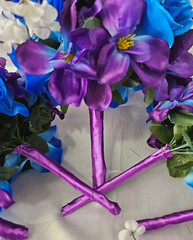 Wedding Bouquet Set, Purple, Blue, White, Roses, Orchids, 17 Piece Wedding Pkg