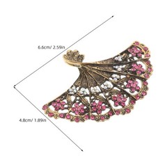 3Pcs Chinese Fan Brooch Pins Multi Color Zinc Alloy for Wedding and Party