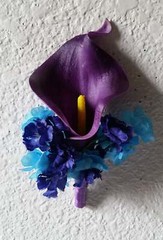 Peacock Royal Blue Purple Turquoise Calla Lily Bridal Wedding Bouquet Accessorie