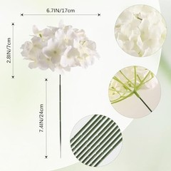 Pcs Hydrangea Artificial Flowers Bulk, Faux Hydrangea Full Flowers 24 White
