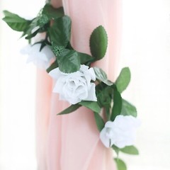 6 feet White 3D Chain GARLAND SILK ROSES Wedding FLOWERS Bouquets Party Home