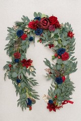 Ling’s Moment 6FT Flower Garland Wed Decor Eucalyptus and Rose, Burgundy & Navy
