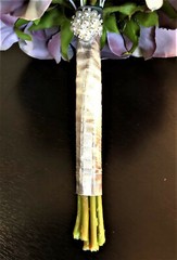 Pale Lavender Faux Flower Blooming Roses Bridal Bouquet Vintage Rhinestone/Pearl