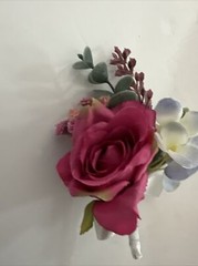 Campsis Wedding Boutonniere Pink Rose Flower – Boutonniere Only – Free Ship