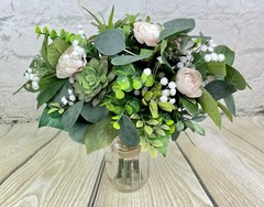 Artificial Wedding Bouquet & Boutonniere Set