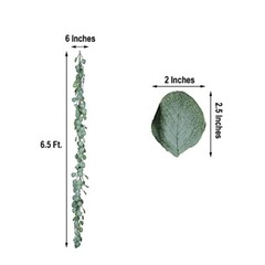 6.5 ft long Frosted Green Artificial Eucalyptus Leaves Vine Garland Decorations