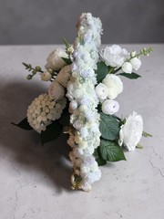 Pre-Arranged Silk Flower Row 49″x8″ – White – for Party Wedding Decoration