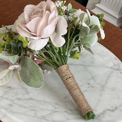 Bridal Bouquet 11” Wedding Bouquet Pink Mauve White Spring Summer