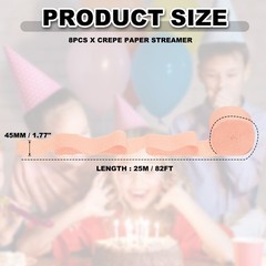 8 Rolls Crepe Paper Streamers 656ft Rainbow Streamers, Peach